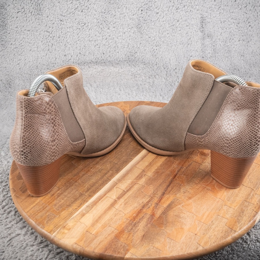 Vionic Womens Anne Boot Size 9‎ Tan Suede Python Bootie Block Heel Arch Support - Picture 6 of 8